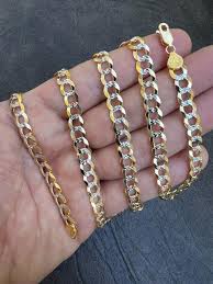 2-tone Cuban Chain 22 inches, 4.5mm, (13.5g)