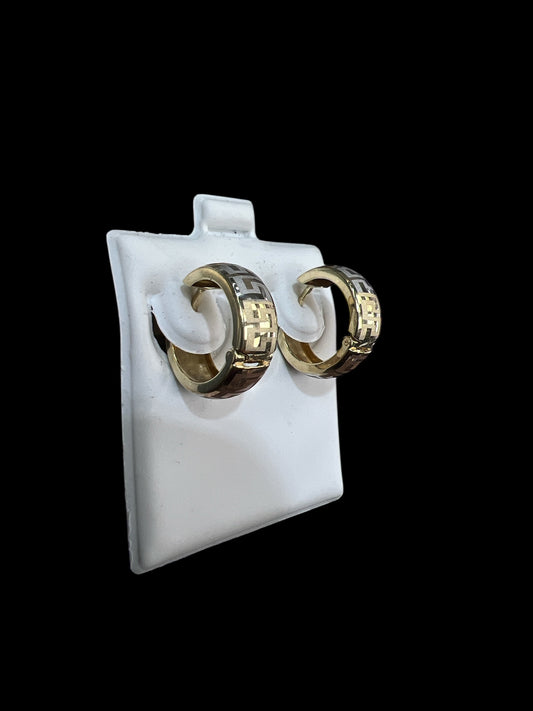 Tri-color Maze Earrings (Huggies), (3.2g)