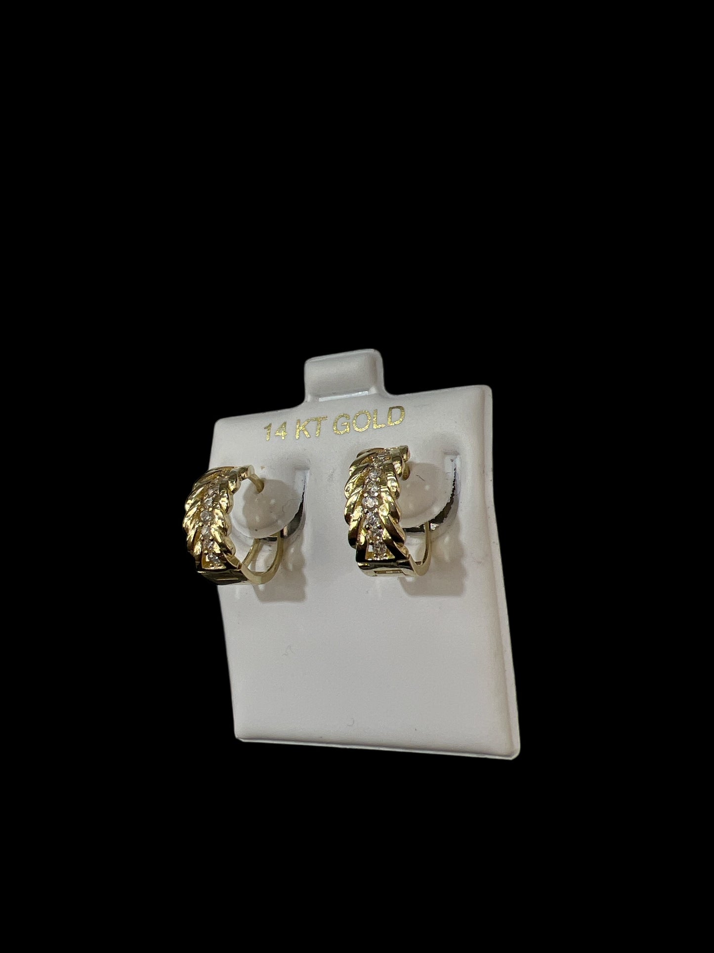 Cuban link Zirconia Earrings (Huggies), (2.8g)