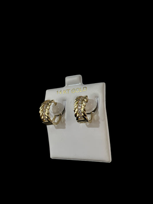 Cuban link Zirconia Earrings (Huggies), (2.8g)