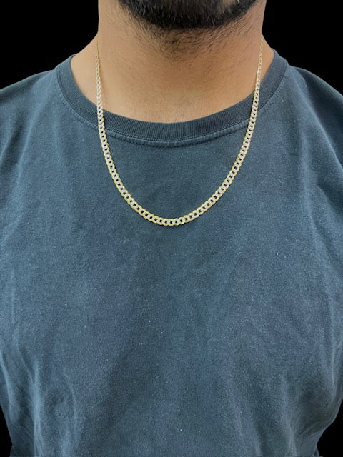 2-tone Cuban Chain 22 inches, 4.5mm, (13.5g)