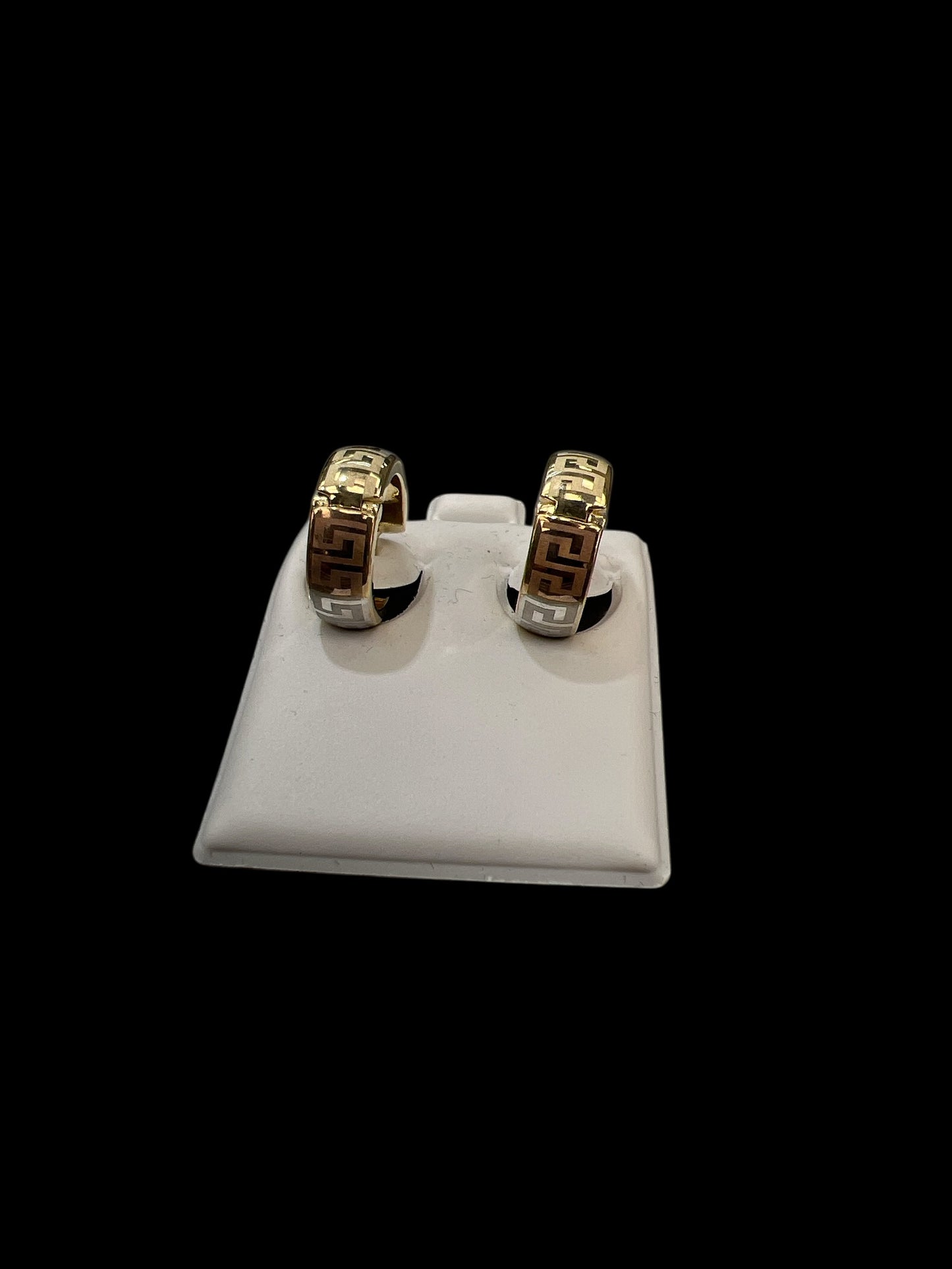 Tri-color Maze Earrings (Huggies), (3.2g)