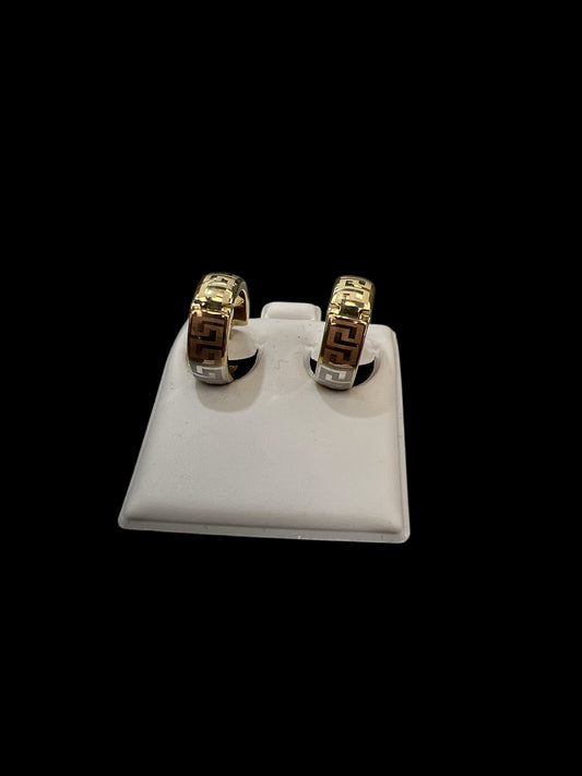Tri-color Maze Earrings (Huggies), (3.2g)