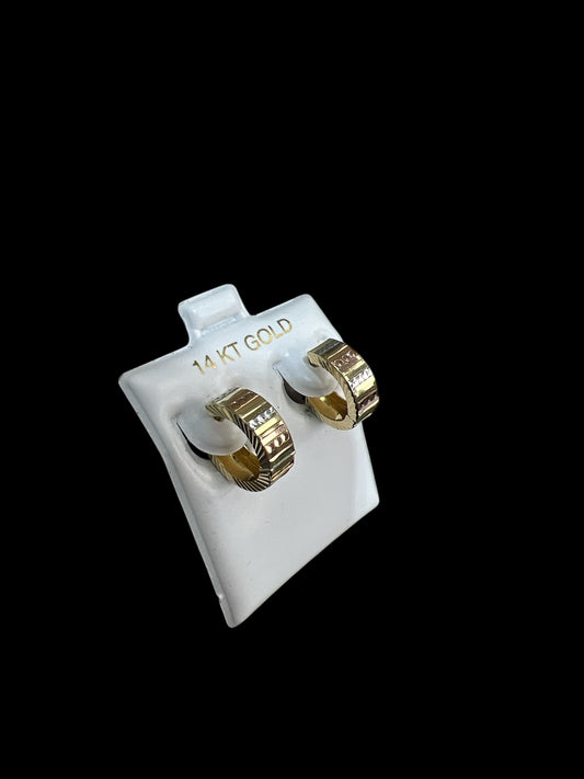 Tri-color Stripes Earrings (Huggies), (2.0g)