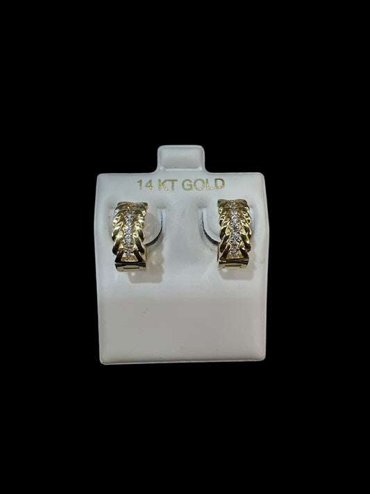 Cuban link Zirconia Earrings (Huggies), (2.8g)